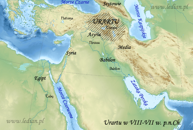 Mapa Urartu w VIII-VII w. p.n.Ch.